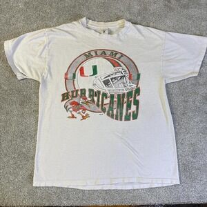 Vintage Miami Hurricanes Big Helmet Delta Tee USA Single Stitch - Rare